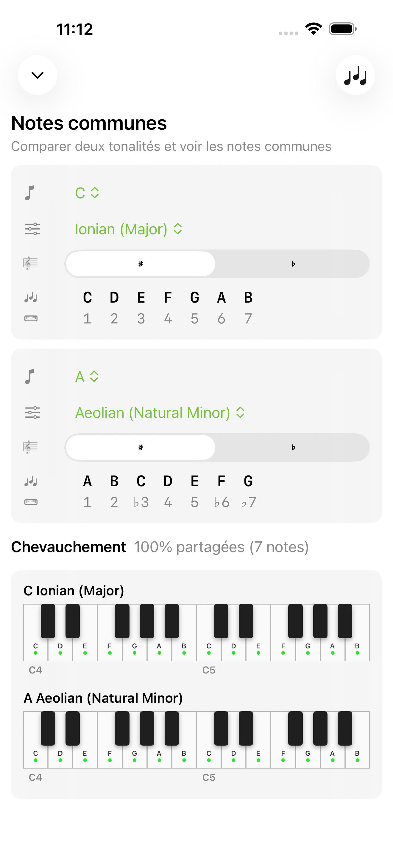 Écran des notes partagées sur iPhone